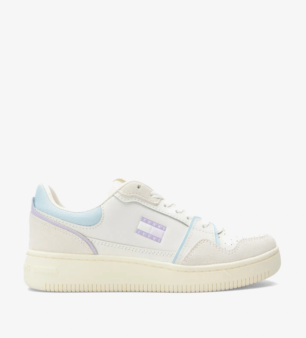 Tommy Jeans Retro Basket Kadın Beyaz/Mavi Spor Ayakkabı - Görsel 1