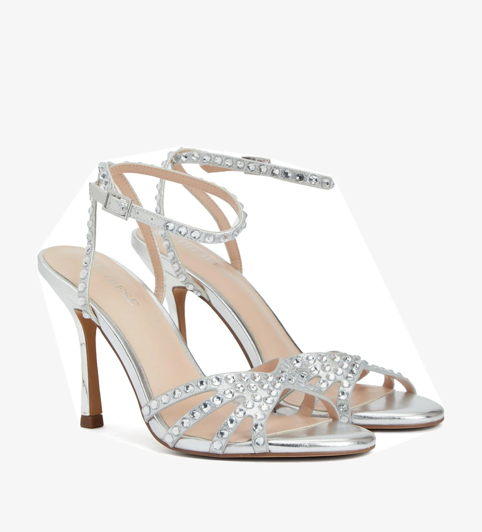 Divarese Kadın Silver Bantlı Topuklu Sandalet