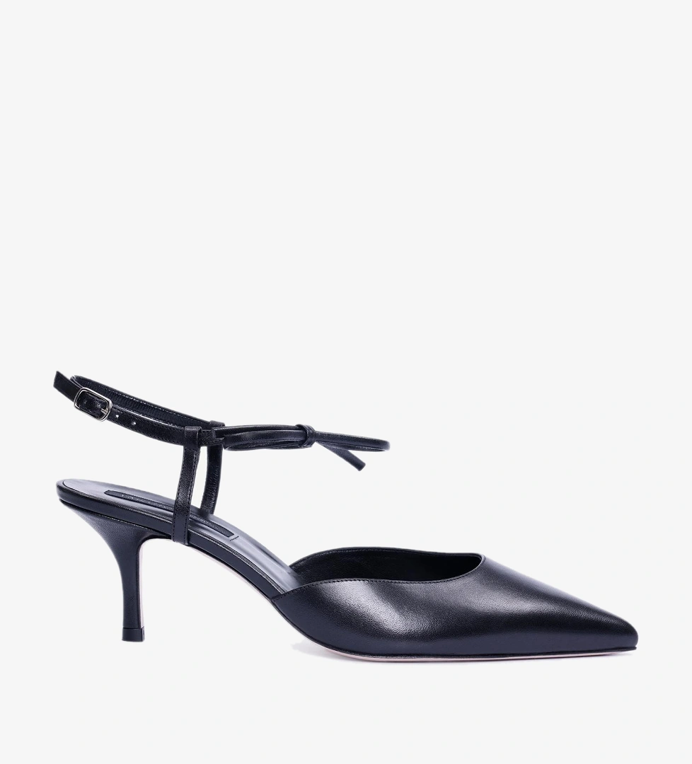 YARGICI Sivri Burunlu Deri Topuklu Ayakkabı