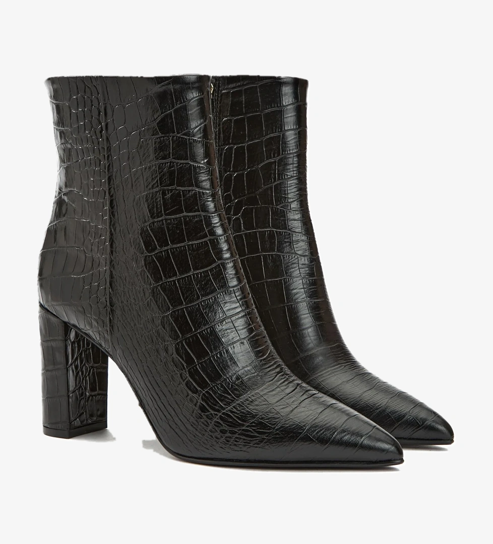 Gh For Nw Kadın George Hogg for NetWork Siyah Kroko Desenli Deri Bot