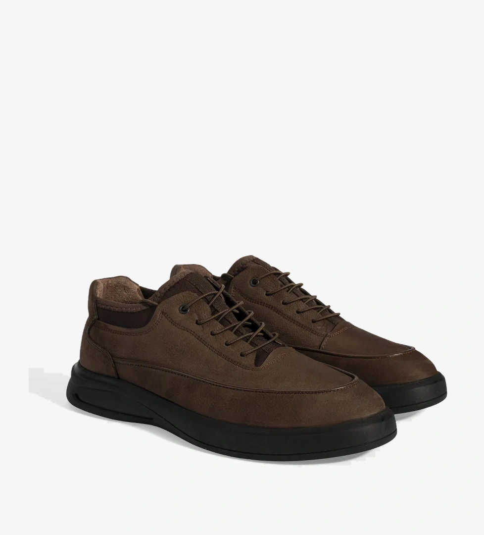 Desa Erkek Kahve Siyah Bağcıklı Nubuk Deri Spor Ayakkabı model görseli