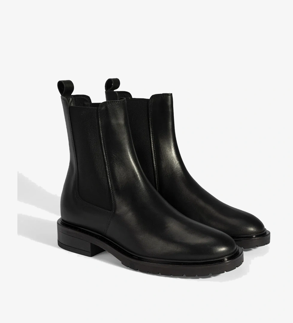 Kadın Siyah Lastikli Deri Chelsea Bot - Görsel 1