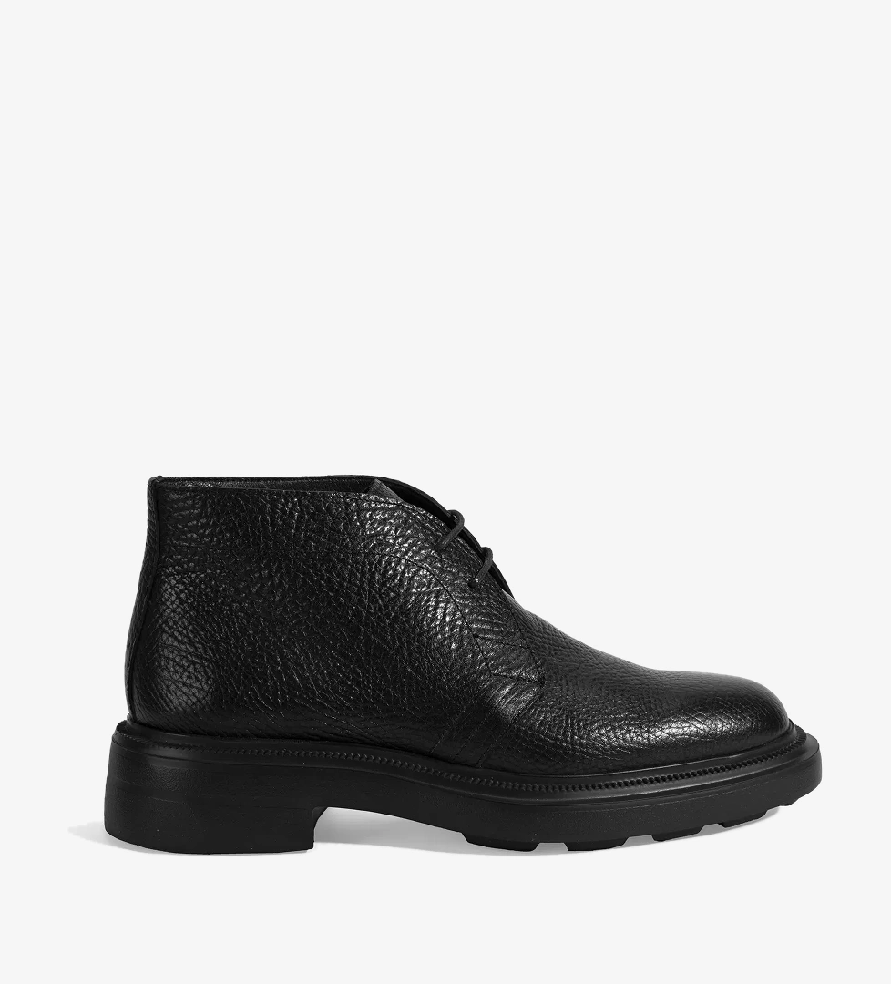 Erkek Siyah Bağcıklı Deri Bot