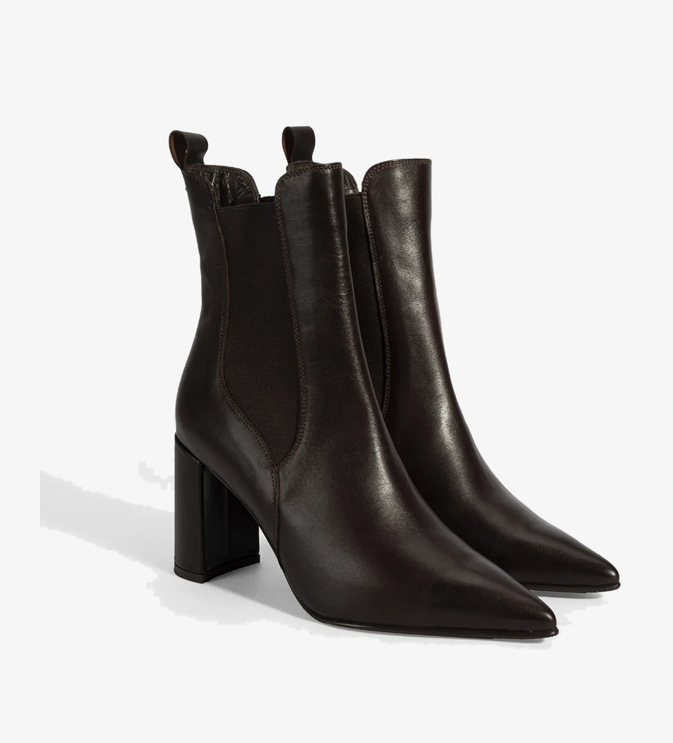 Desa Kadın Kahve Siyah Lastikli Topuklu Deri Bot model görseli