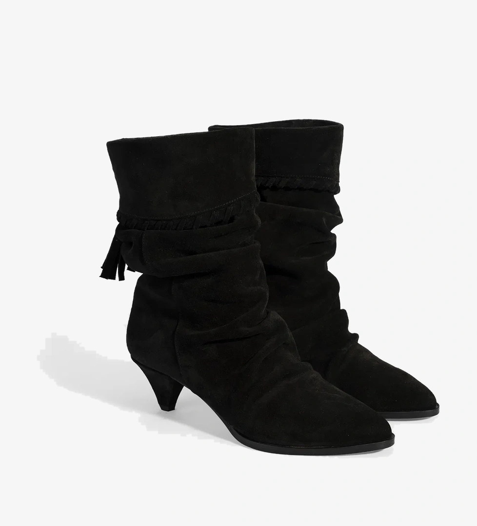 Desa Kadın Taba Siyah Püskül Detaylı Süet Topuklu Bot model görseli