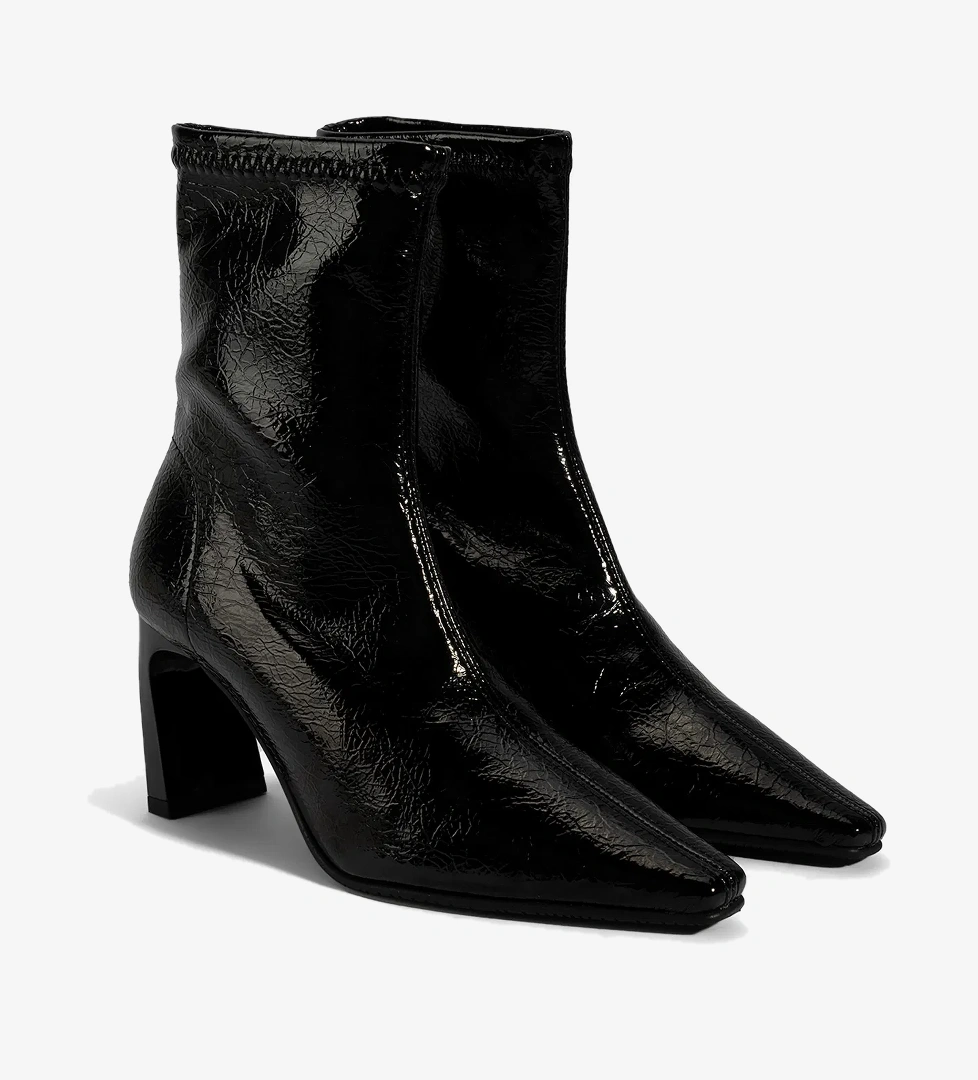 Kadın Siyah Kalın Topuklu Stretch Bot - Görsel 1