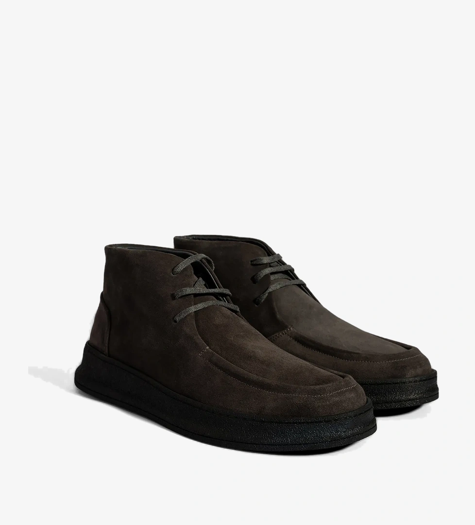 Erkek Füme Bağcıklı Süet Deri Bot