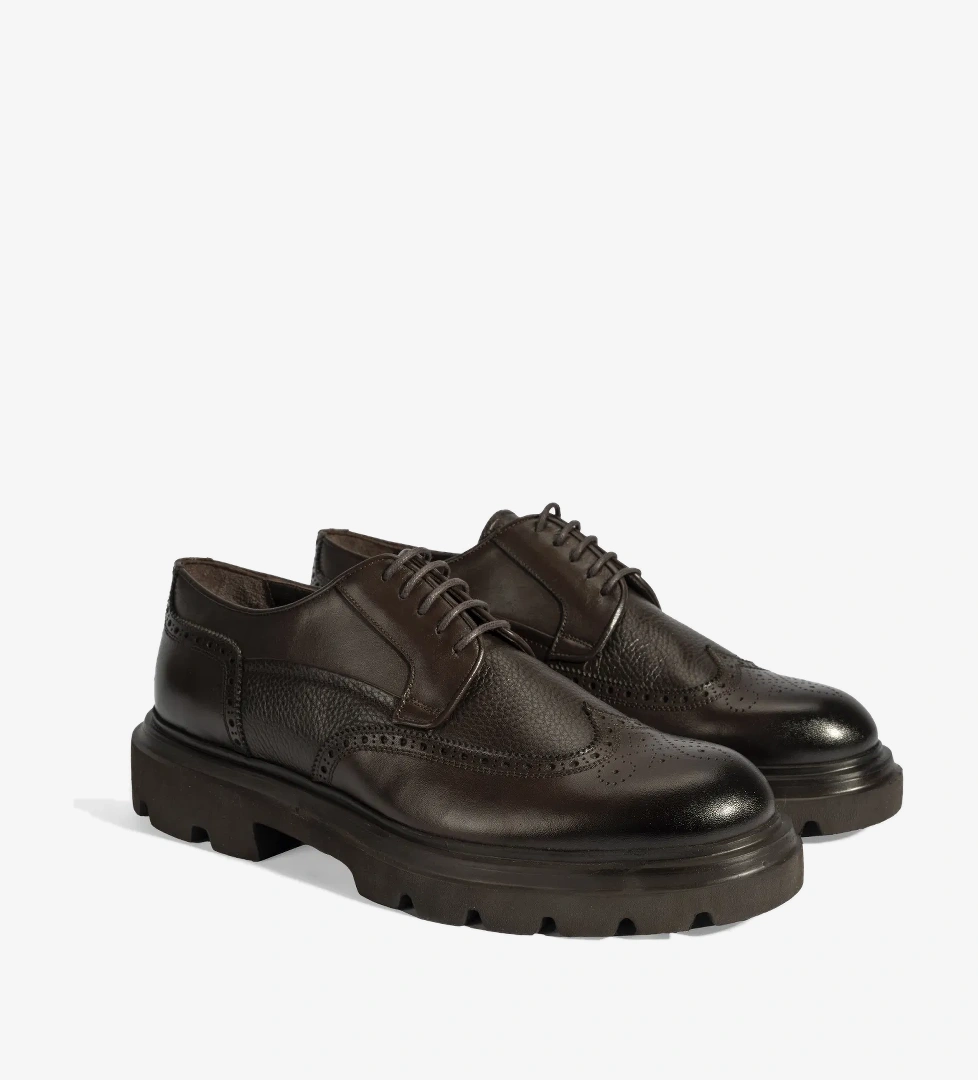 Desa Erkek Kahve Siyah Bağcıklı Deri Günlük Ayakkabı model görseli