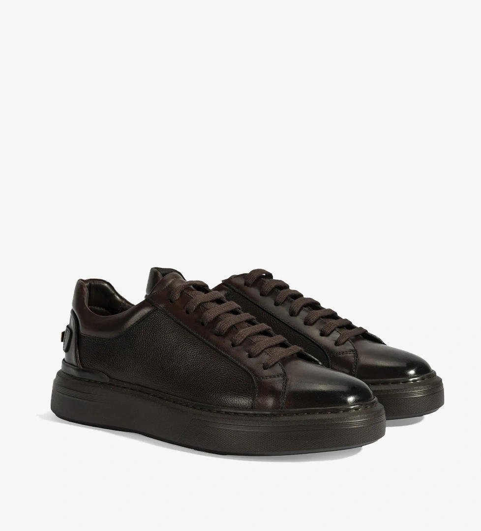 Erkek Kahve Bağcıklı Deri Günlük Ayakkabı