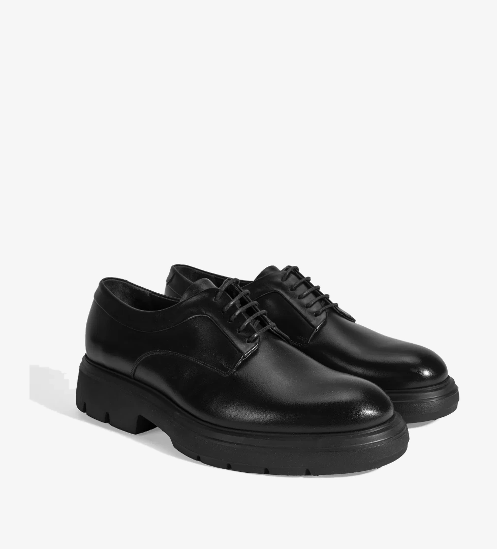 Erkek Siyah Bağcıklı Deri Klasik Ayakkabı