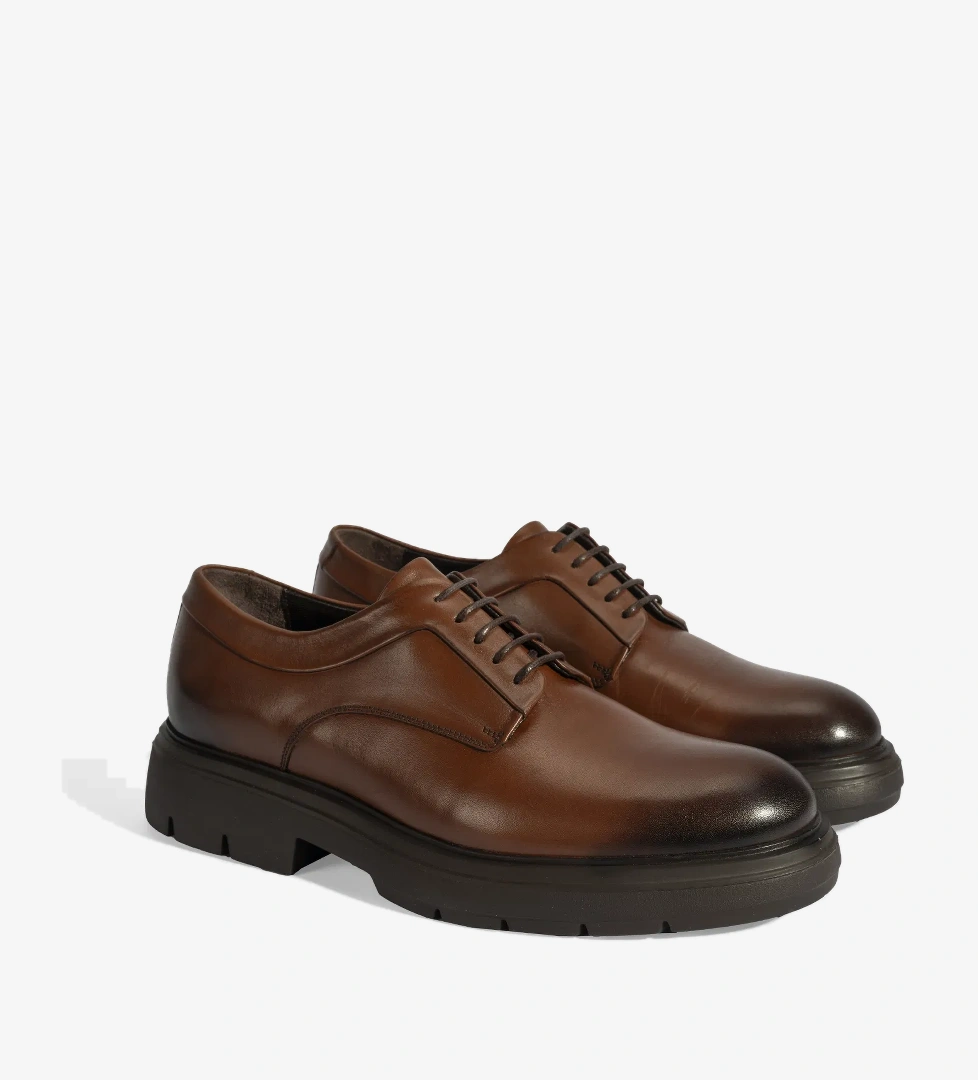 Erkek Taba Bağcıklı Deri Klasik Ayakkabı - Görsel 1