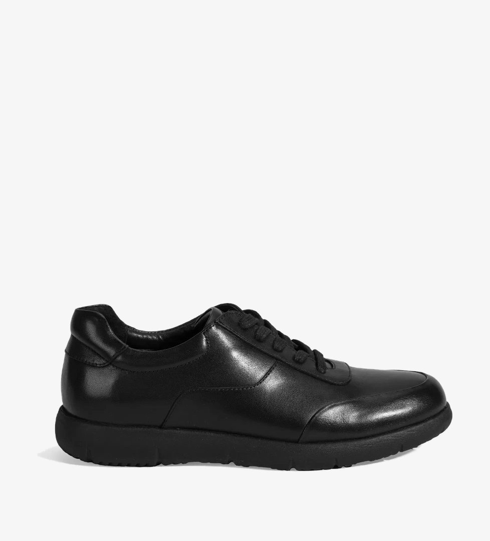 Erkek Siyah DesaComfort Bağcıklı Deri Günlük Ayakkabı