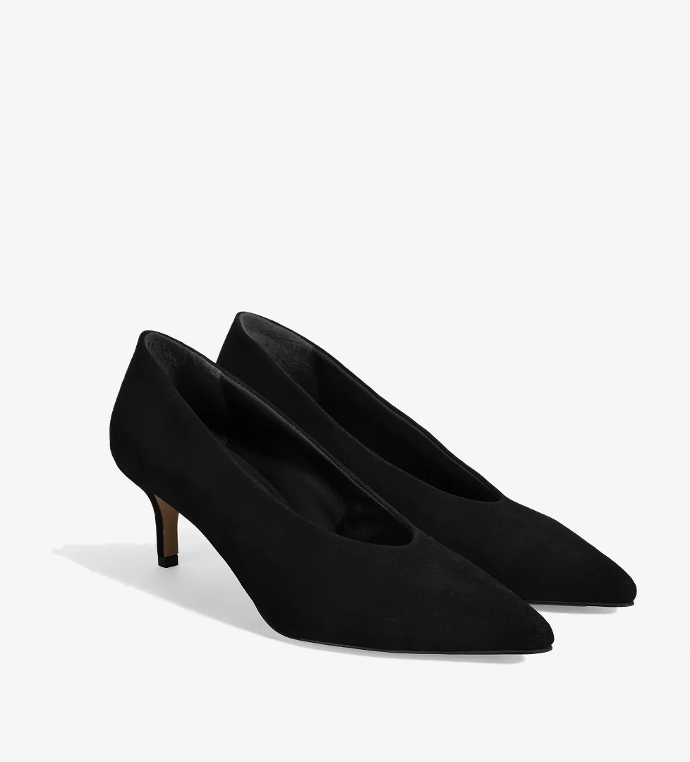 Kadın Siyah Klasik Süet Topuklu Ayakkabı - Görsel 1