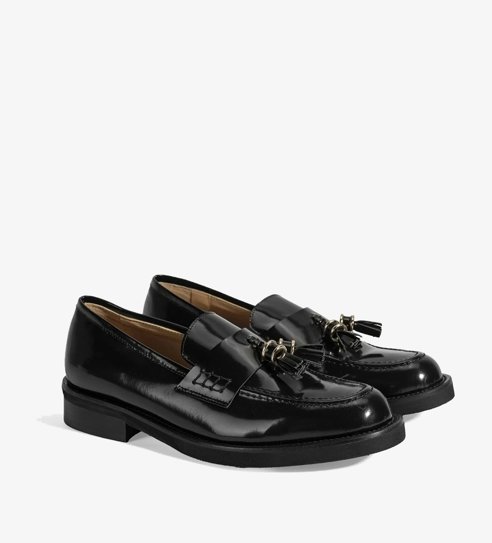 Luca Grossi Luca Grossi Kadın Bordo Siyah Püskül Detaylı Deri Loafer model görseli