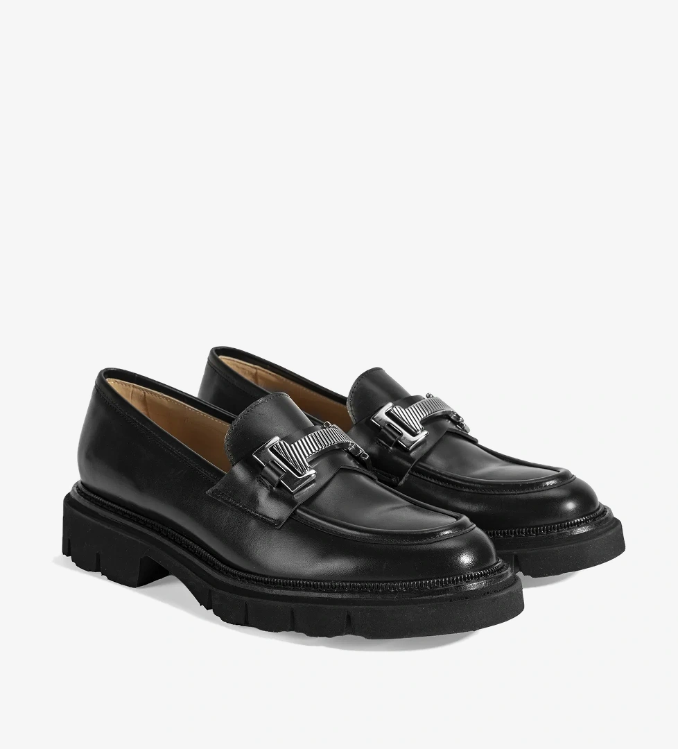 Luca Grossi Kadın Siyah Toka Detaylı Deri Loafer - Görsel 1