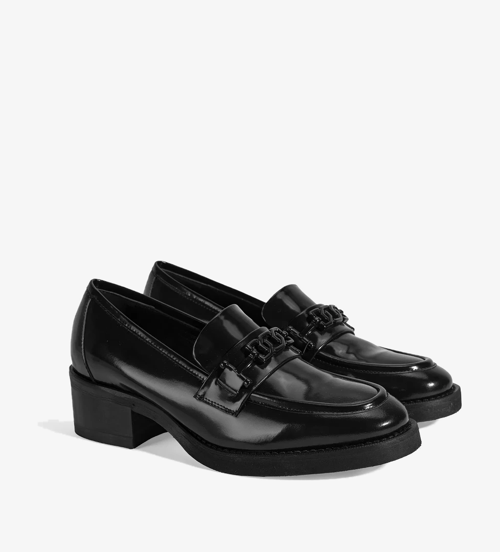 Luca Grossi Kadın Siyah Toka Detaylı Deri Loafer