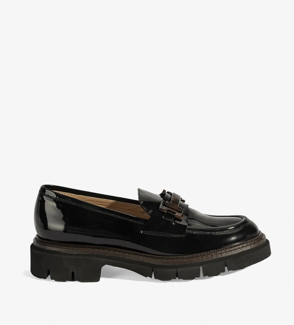 Luca Grossi Kadın Siyah Toka Detaylı Rugan Loafer - Görsel 1