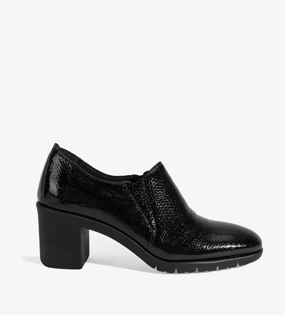 Kadın Siyah Kroko Baskılı DesaComfort Topuklu Deri Ayakkabı - Görsel 1