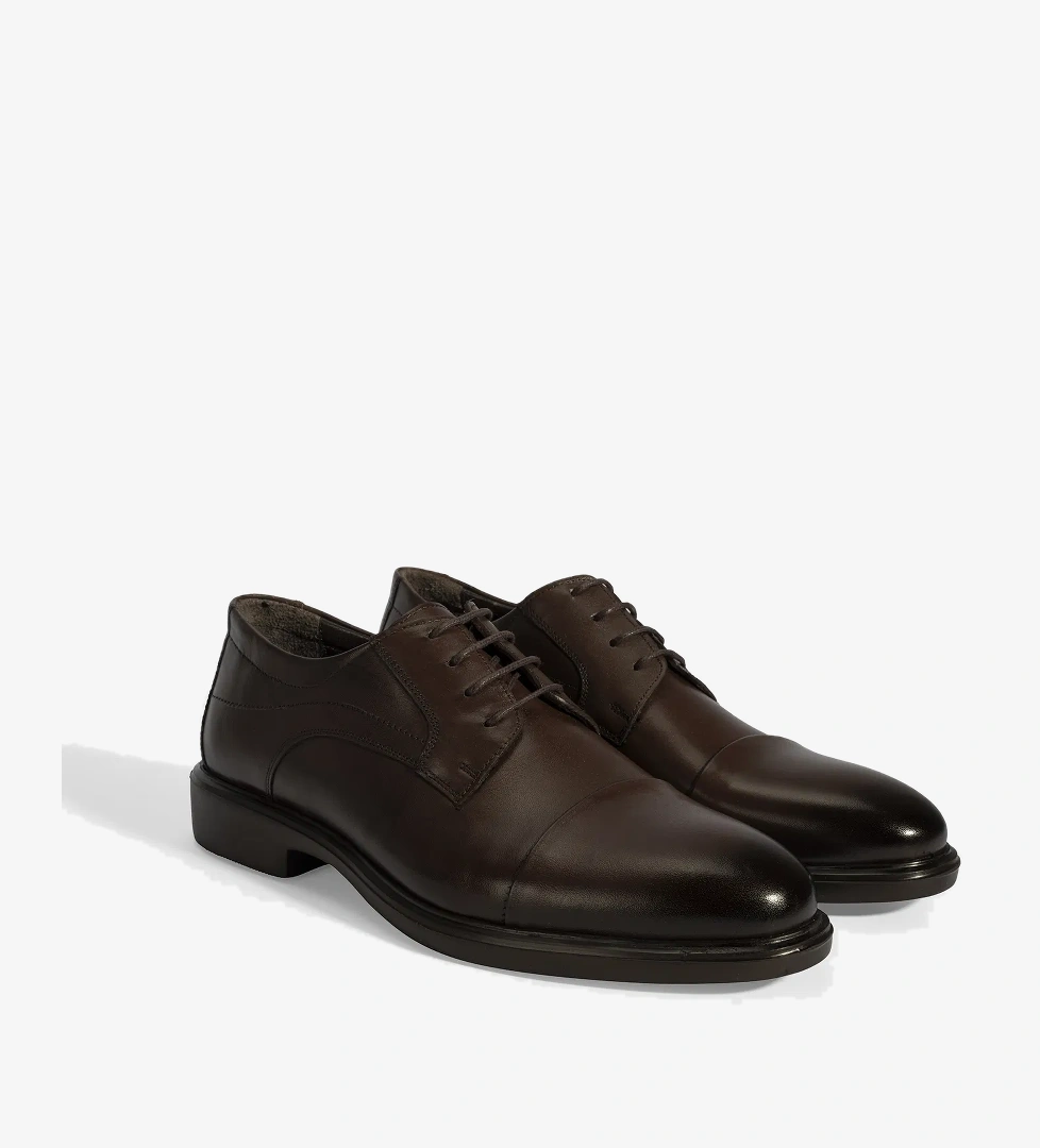 Erkek Kahve Bağcıklı Deri Klasik Ayakkabı - Görsel 1