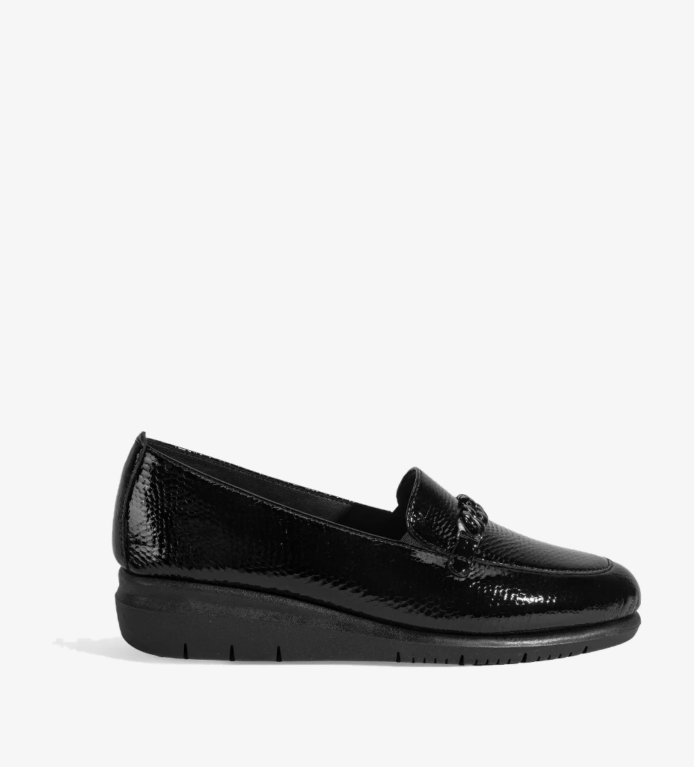 Kadın Siyah Kroko Baskılı DesaComfort Deri Ayakkabı