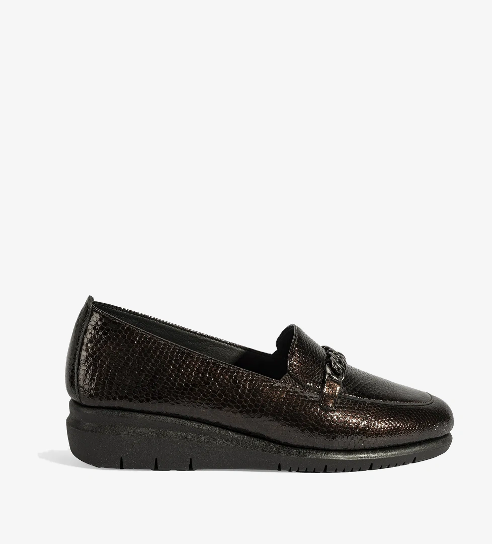 Kadın Kahve Kroko Baskılı DesaComfort Deri Ayakkabı - Görsel 1