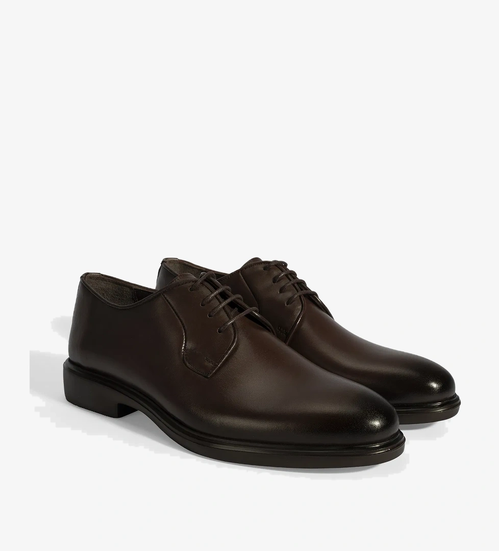 Erkek Kahve Bağcıklı Deri Klasik Ayakkabı