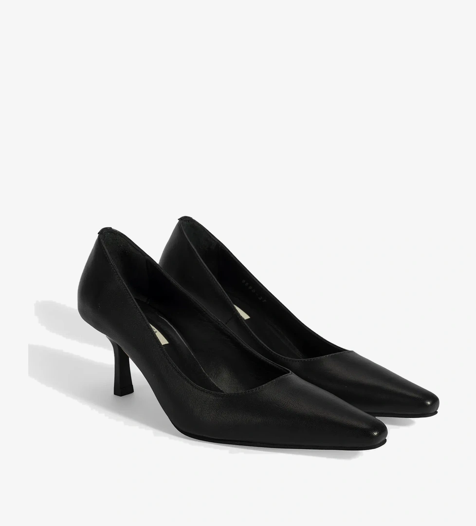 Kadın Siyah Deri Stiletto