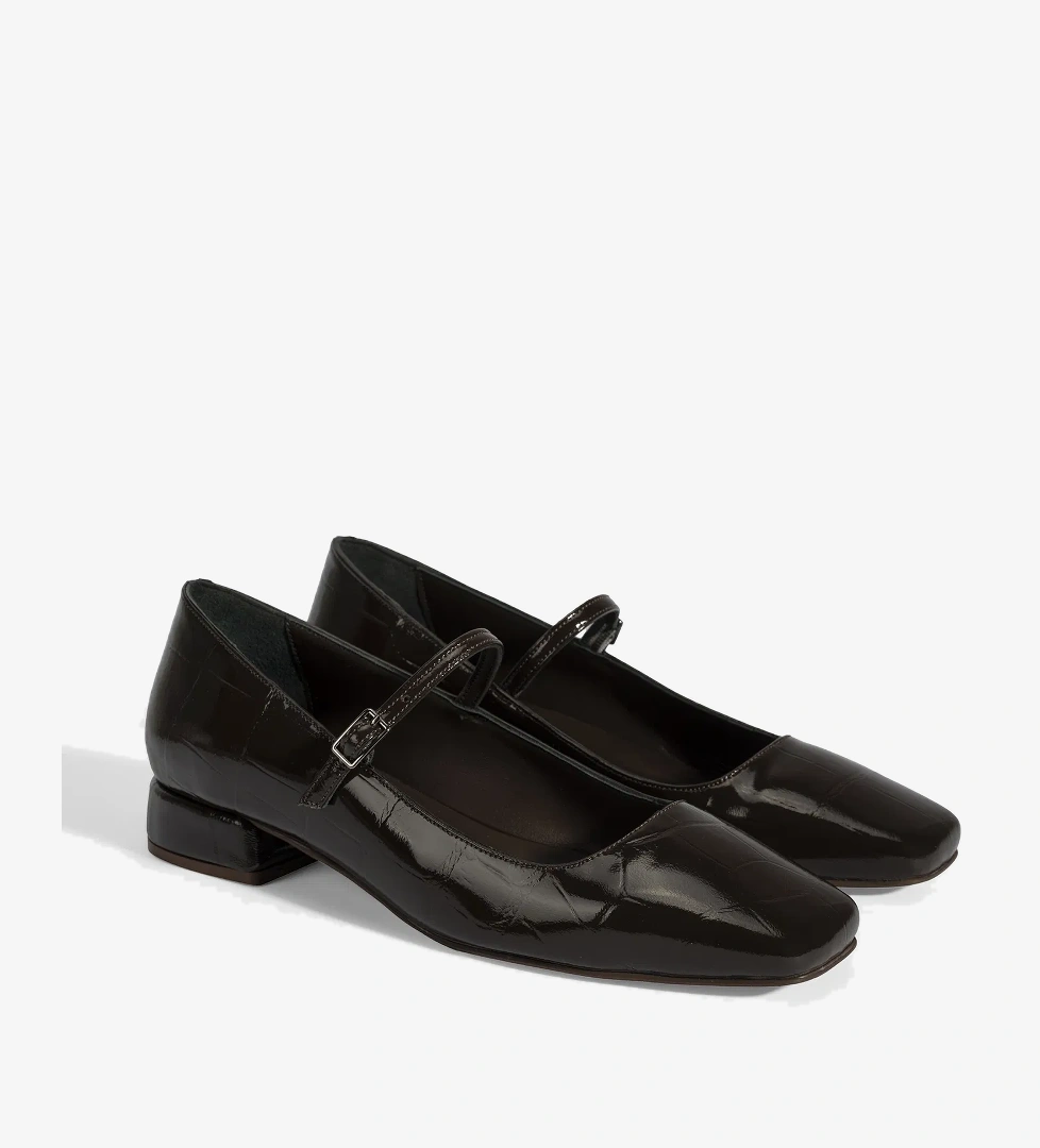 Kadın Kahve Kroko Baskılı Mary Jane Günlük Ayakkabı - Görsel 1