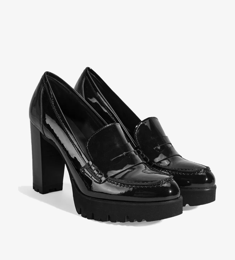 Luca Grossi Kadın Siyah Topuklu Rugan Klasik Ayakkabı - Görsel 1