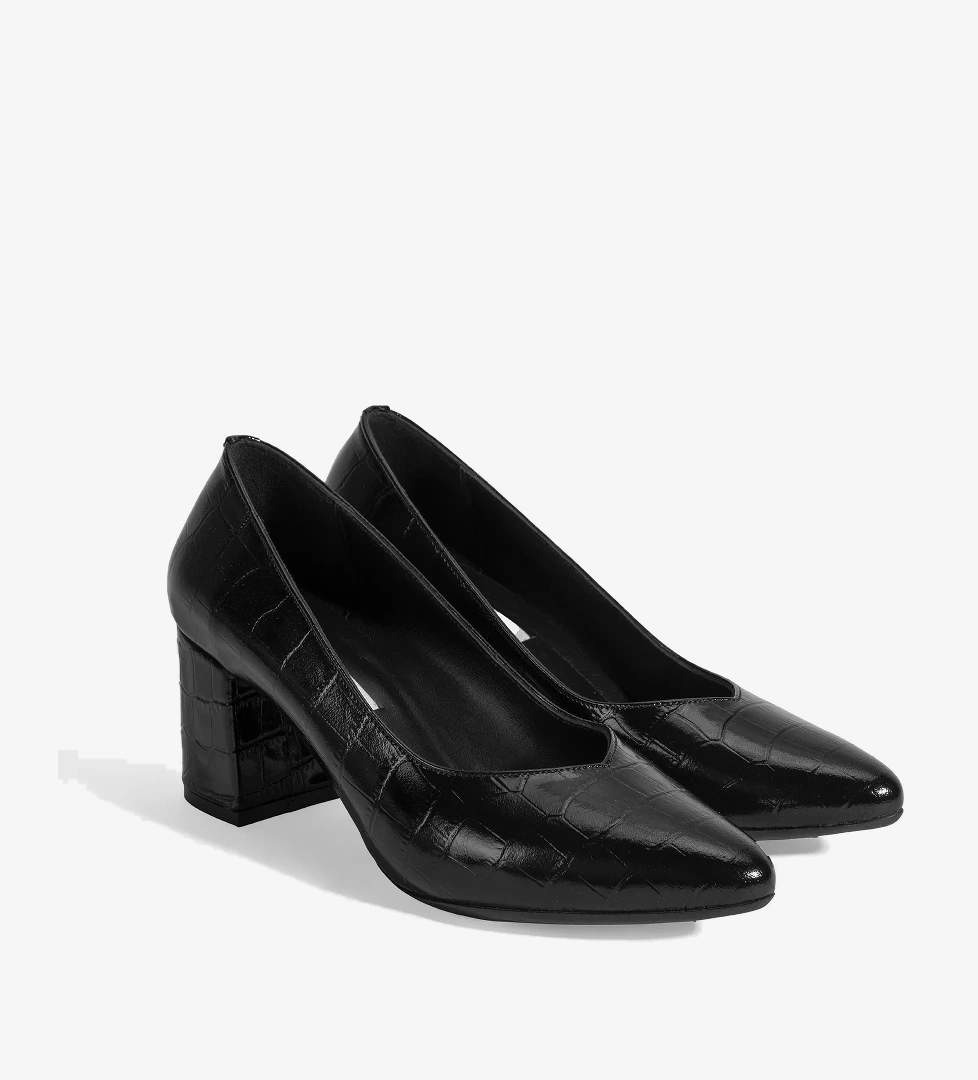 Desa Kadın Siyah Kroko Baskılı Topuklu Klasik Ayakkabı model görseli