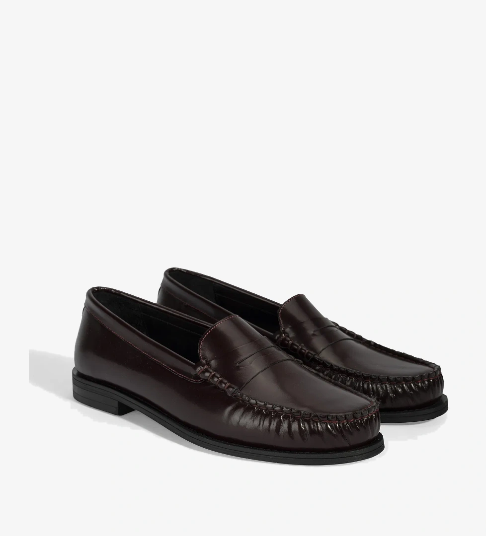 Kadın Bordo Klasik Deri Loafer