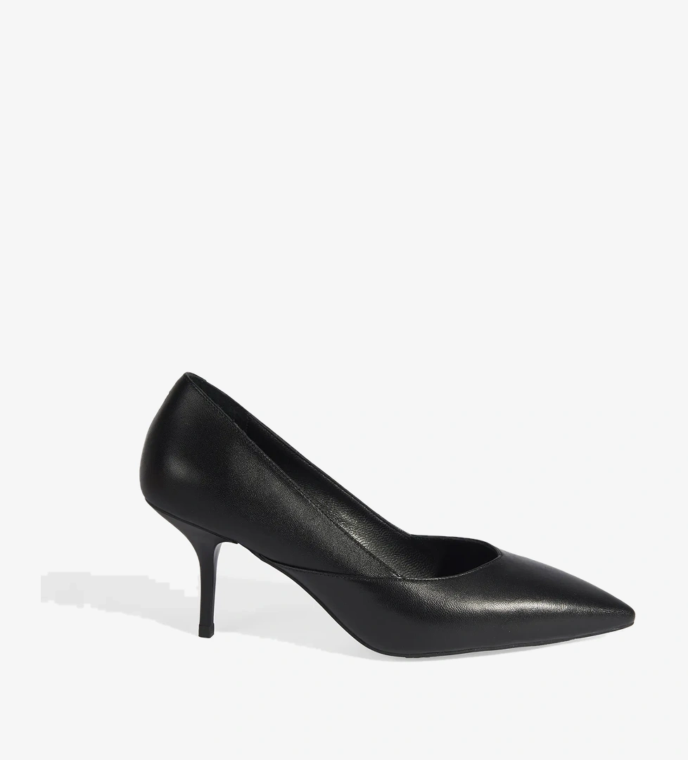 Kadın Siyah Deri Topuklu Klasik Ayakkabı - Görsel 1