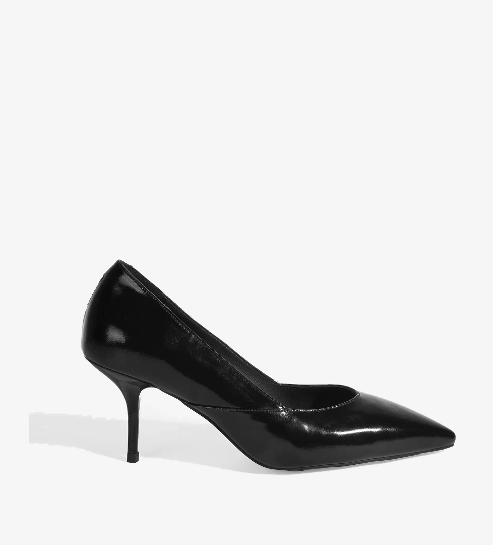 Kadın Siyah Rugan Topuklu Ayakkabı - Görsel 1