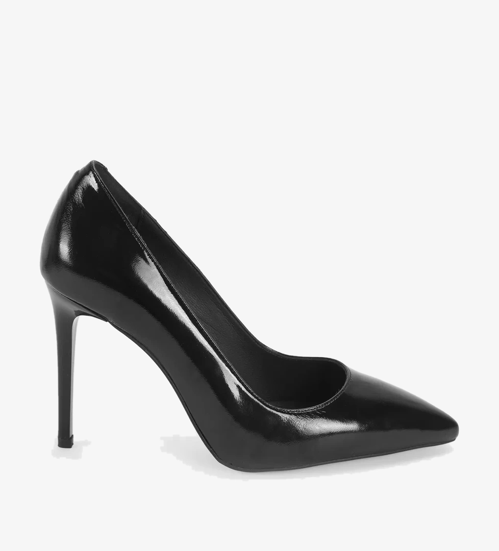 Kadın Siyah Rugan Topuklu Klasik Ayakkabı - Görsel 1