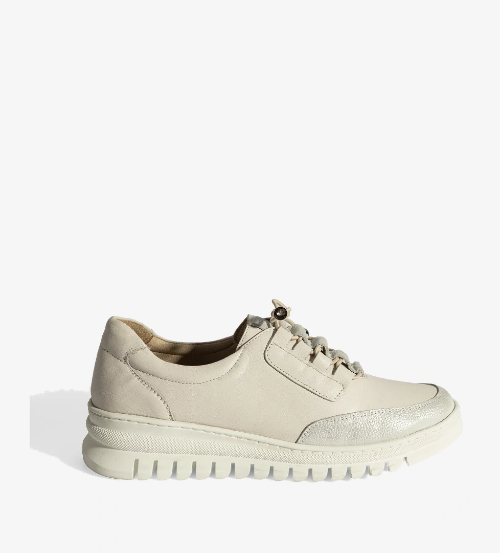 Kadın Beyaz DesaComfort Deri Bağcıklı Günlük Ayakkabı