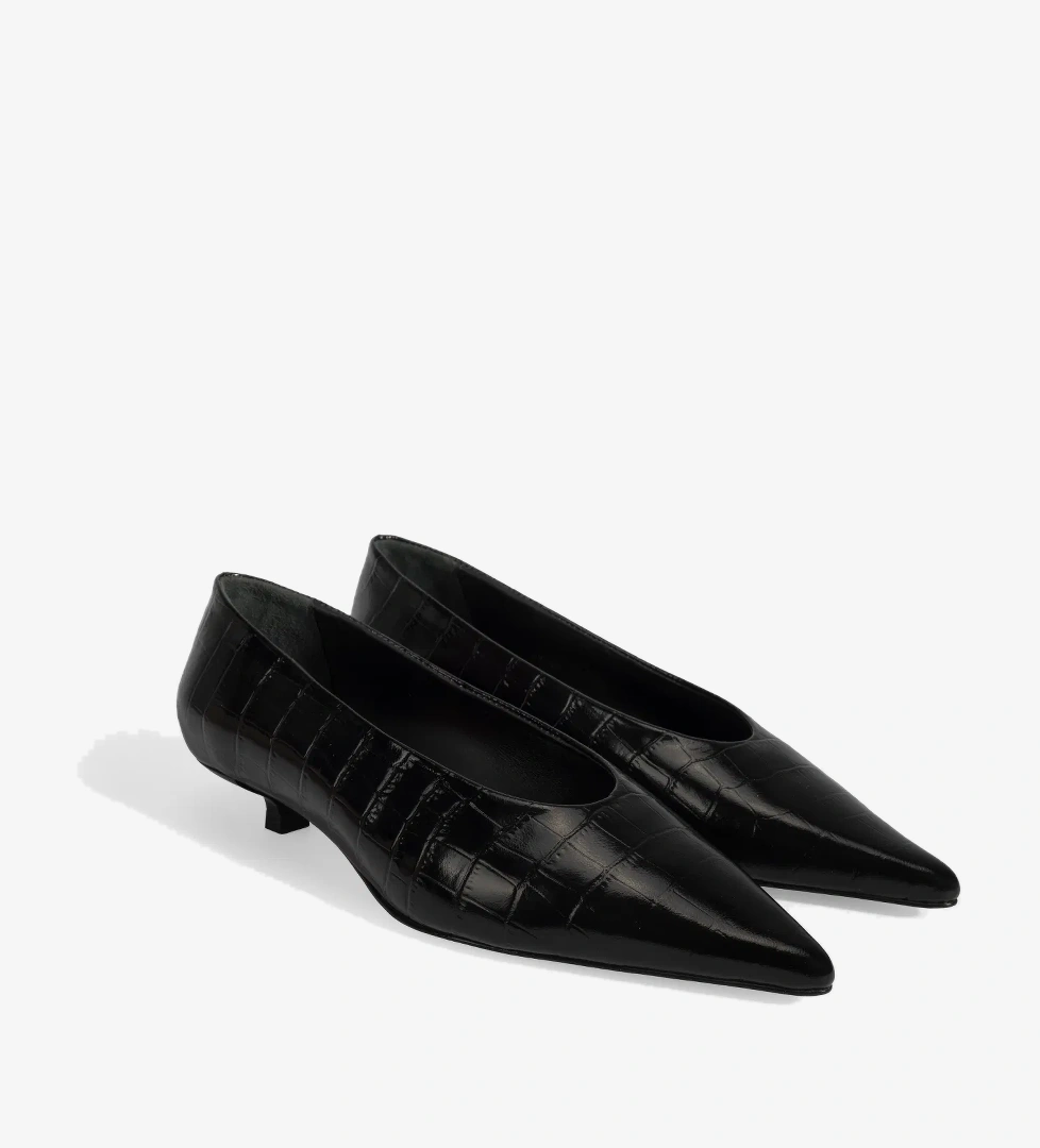 Desa Kadın Siyah Kroko Baskılı Topuklu Ayakkabı model görseli