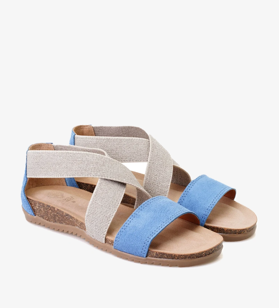 Kadın Mavi Süet Deri Sandalet - Görsel 1
