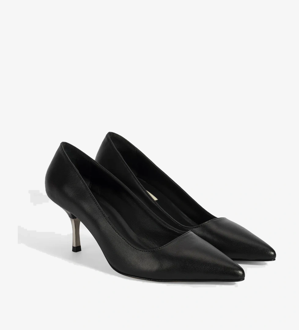 Kadın Siyah Deri Stiletto