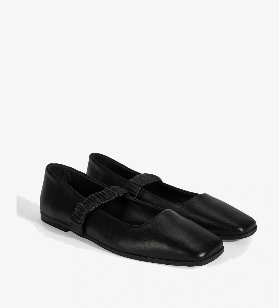 Kadın Siyah Mary Jane Deri Babet - Görsel 1