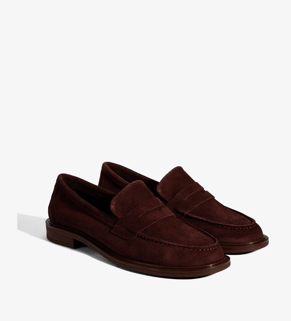 Kadın Bordo Süet Loafer