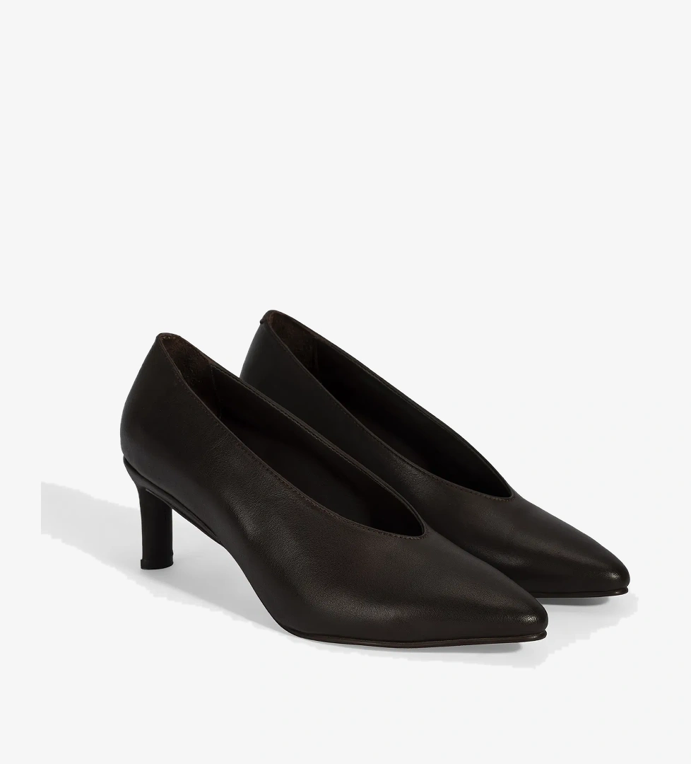 Kadın Kahve Klasik Topuklu Deri Ayakkabı - Görsel 1