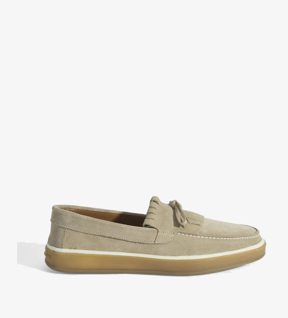 Erkek Bej Süet Püsküllü Loafer