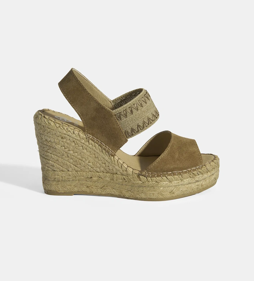 Desa Bej Kadın Lastik Bantlı Slingback Dolgu Topuklu Süet Espadril model görseli