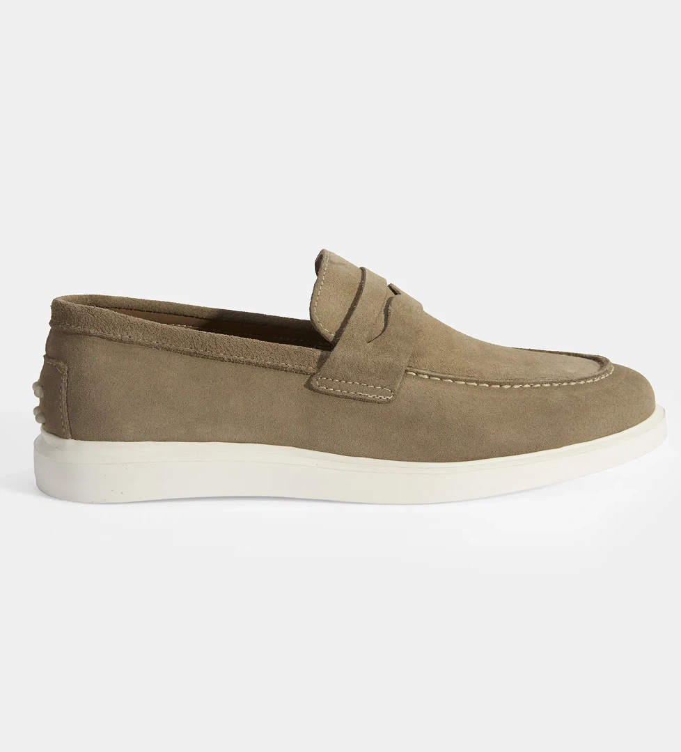 Erkek Bej Slip-On Süet Loafer - Görsel 1