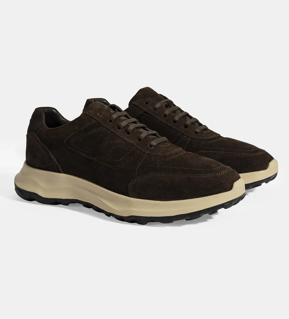 Erkek Kahve Bağcıklı Süet Spor Ayakkabı