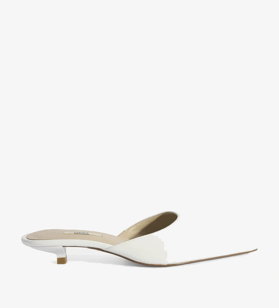 Kadın Beyaz Topuklu Deri Terlik