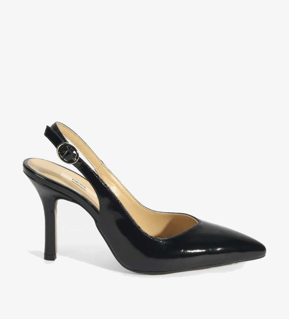 Kadın Siyah Rugan Topuklu Ayakkabı - Görsel 1