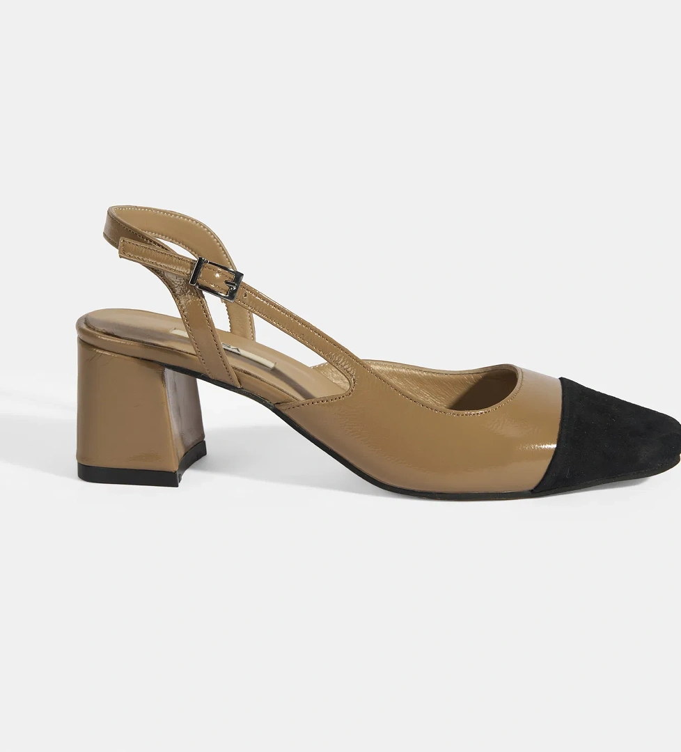 Kadın Kahve Deri Topuklu Klasik Ayakkabı - Görsel 1