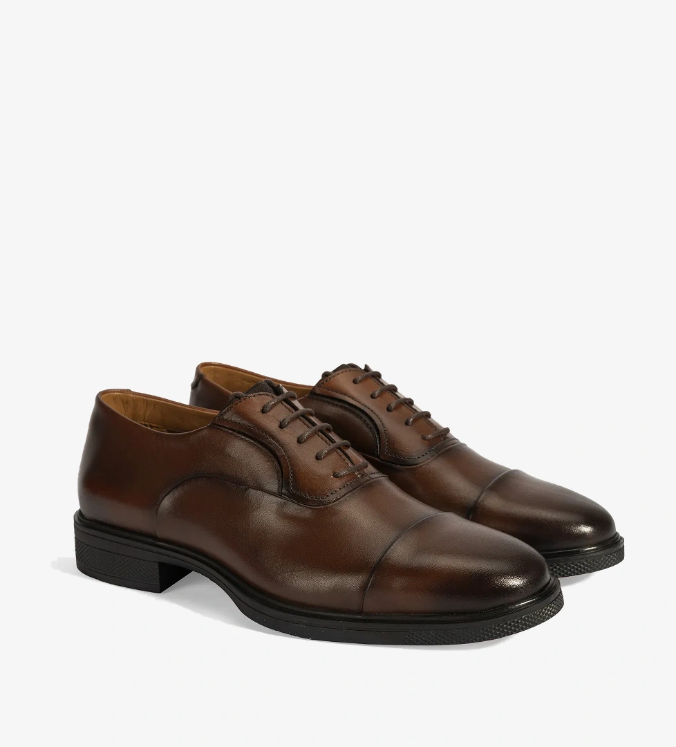 Erkek Taba Bağcıklı Deri Klasik Ayakkabı