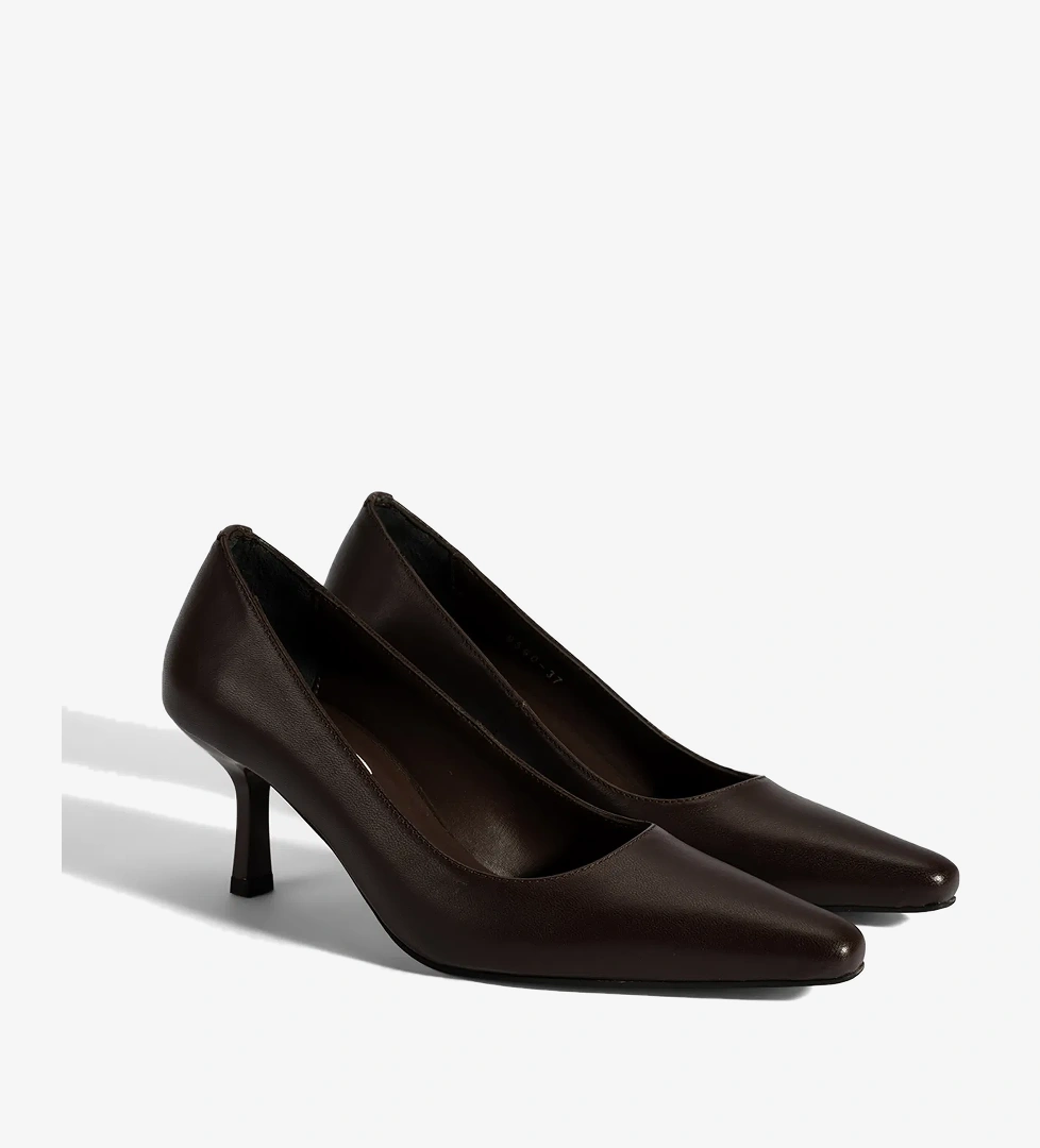 Kadın Kahve Deri Stiletto - Görsel 1